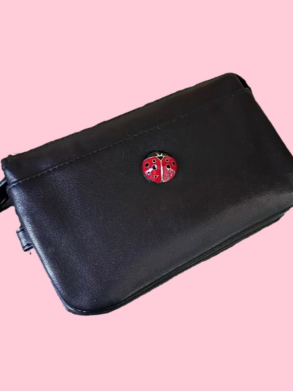 Sonia Rykiel Paris Leather Signature Ladybug Logo Wallet Mini Clutch Bag